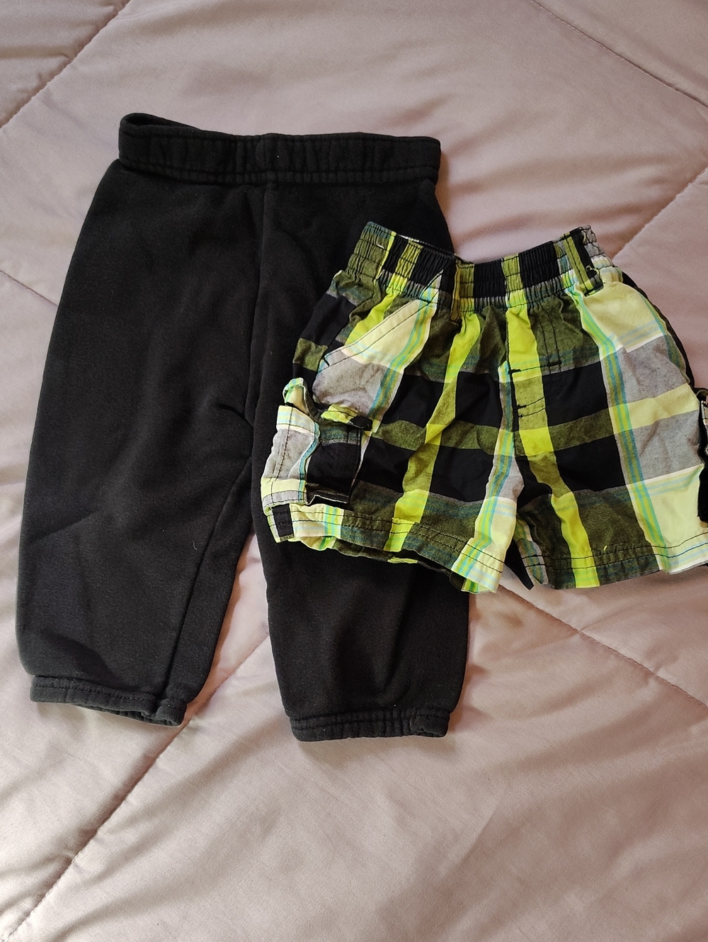 Garanimals Black SweatPants with Lime Plaid Cargo Shorts - Kids